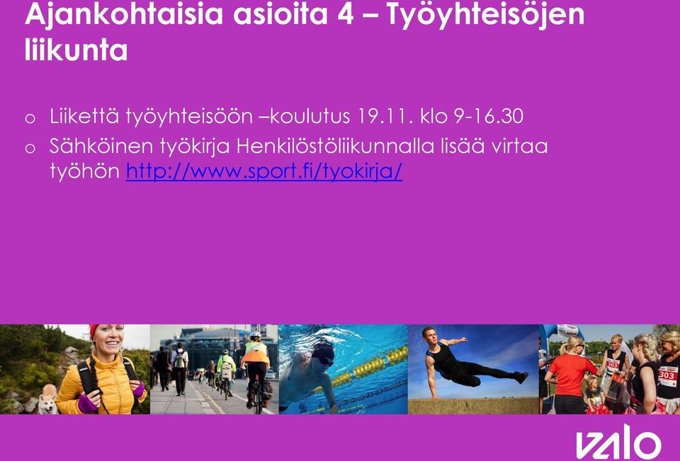 30 Sähköinen työkirja Henkilöstöliikunnalla