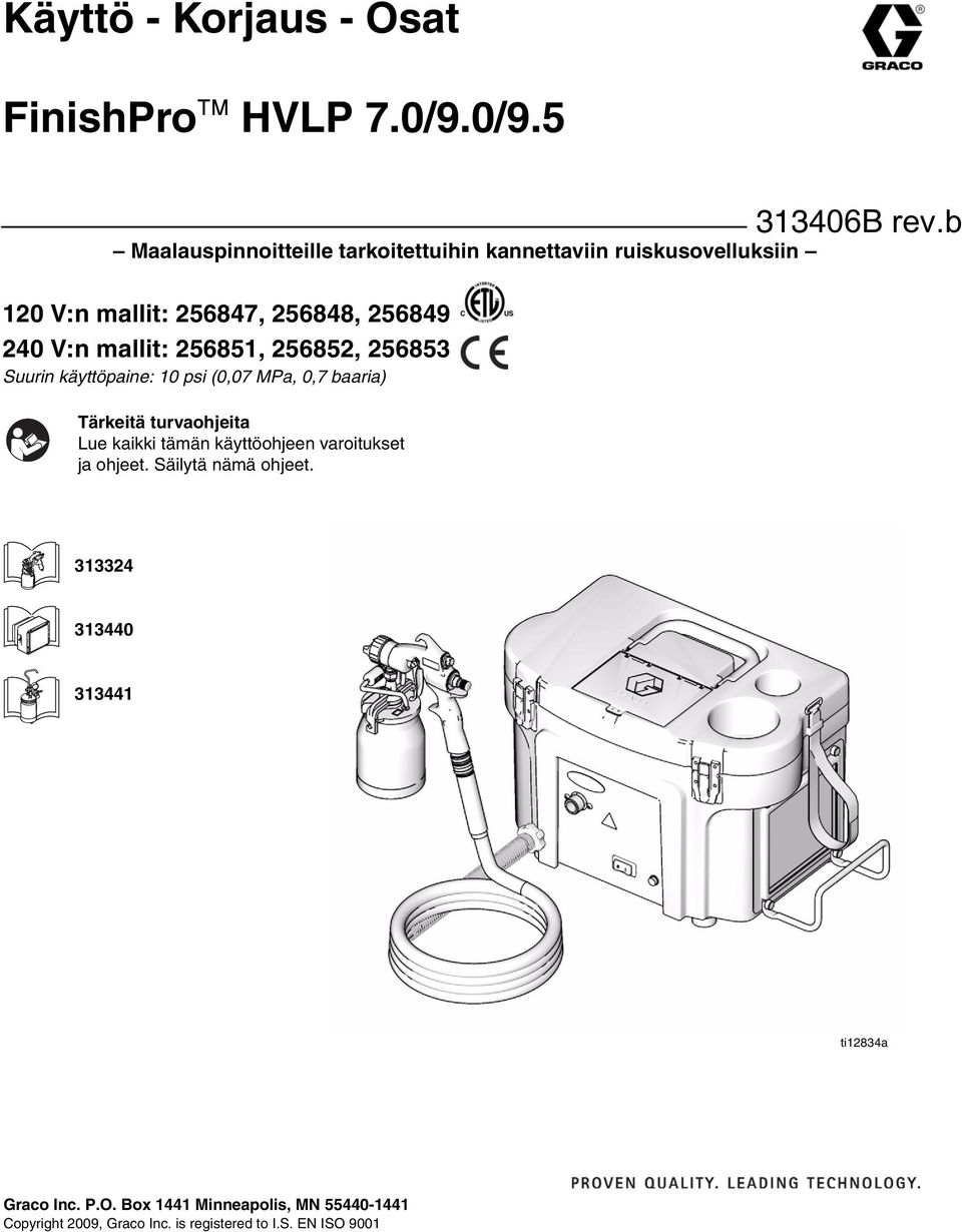 mallit: 256851, 256852, 256853 Suurin käyttöpaine: 10 psi (0,07 MPa, 0,7 baaria) Tärkeitä turvaohjeita Lue kaikki tämän