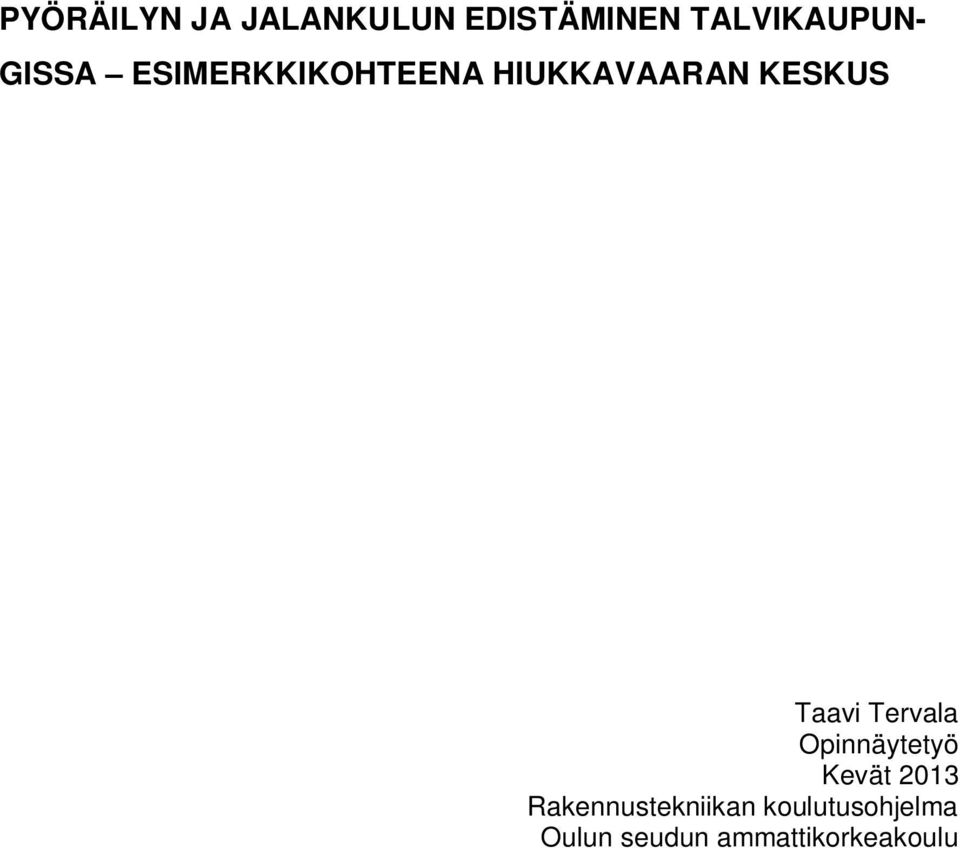 Taavi Tervala Opinnäytetyö Kevät 2013