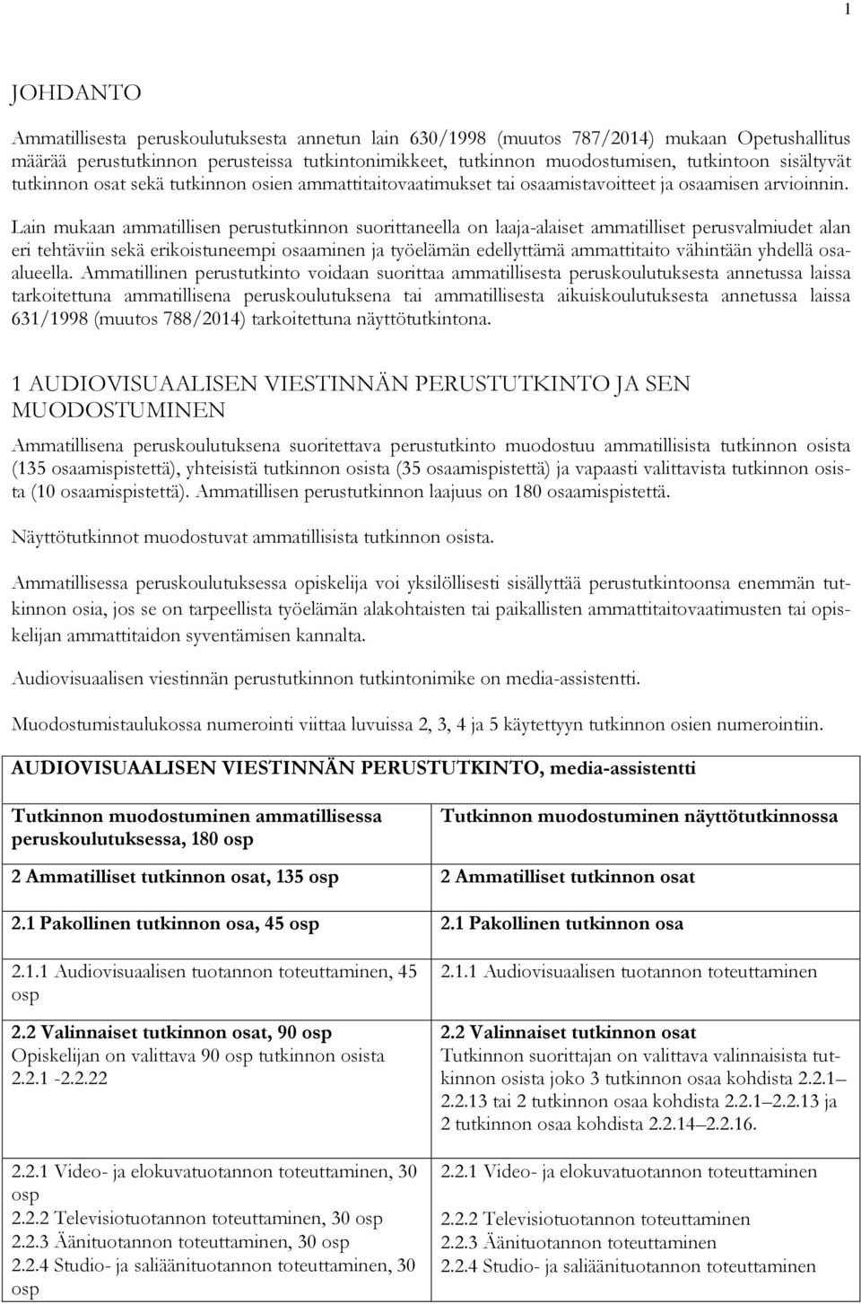 Lain mukaan ammatillisen perustutkinnon suorittaneella on laaja-alaiset ammatilliset perusvalmiudet alan eri tehtäviin sekä erikoistuneempi osaaminen ja työelämän edellyttämä ammattitaito vähintään