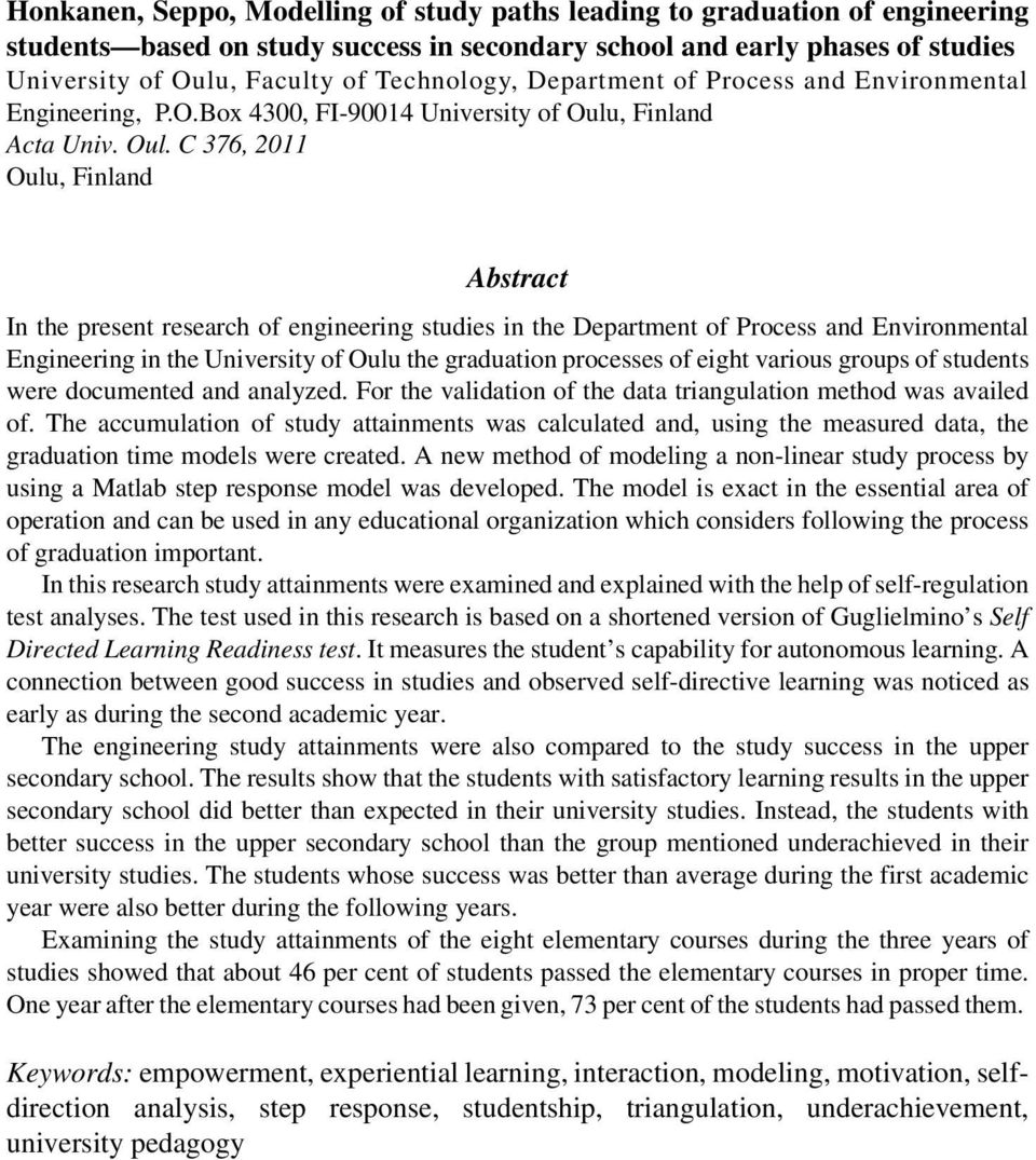 , Finland Acta Univ. Oul.