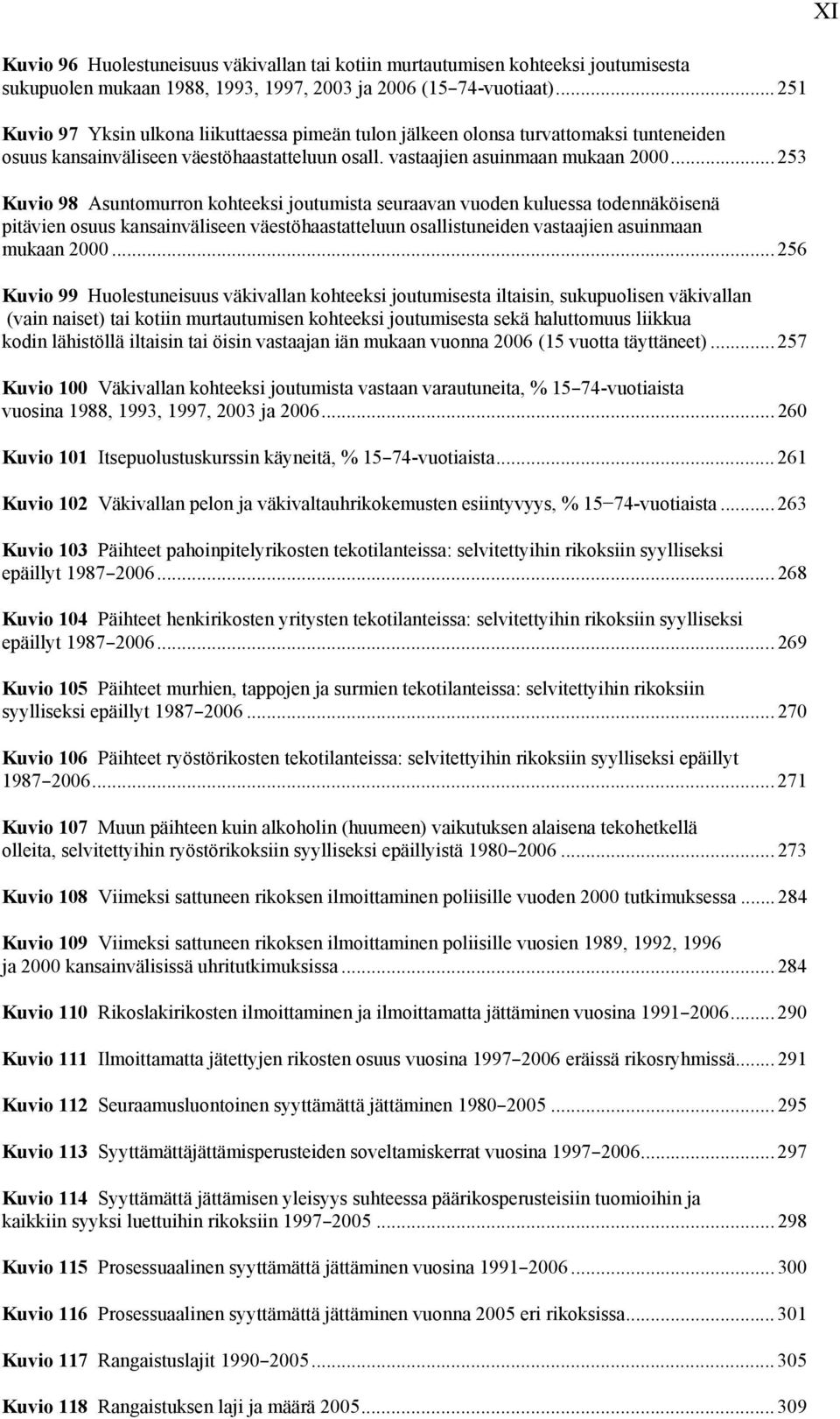 .. 253 Kuvio 98 Asuntomurron kohteeksi joutumista seuraavan vuoden kuluessa todennäköisenä pitävien osuus kansainväliseen väestöhaastatteluun osallistuneiden vastaajien asuinmaan mukaan 2000.