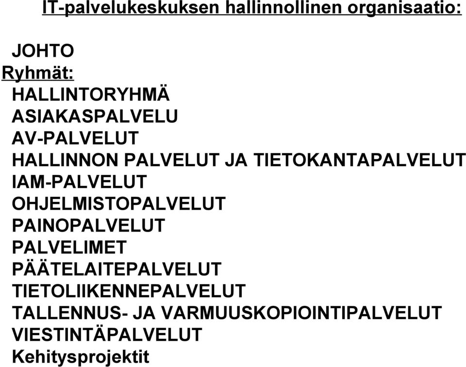 IAM-PALVELUT OHJELMISTOPALVELUT PAINOPALVELUT PALVELIMET PÄÄTELAITEPALVELUT