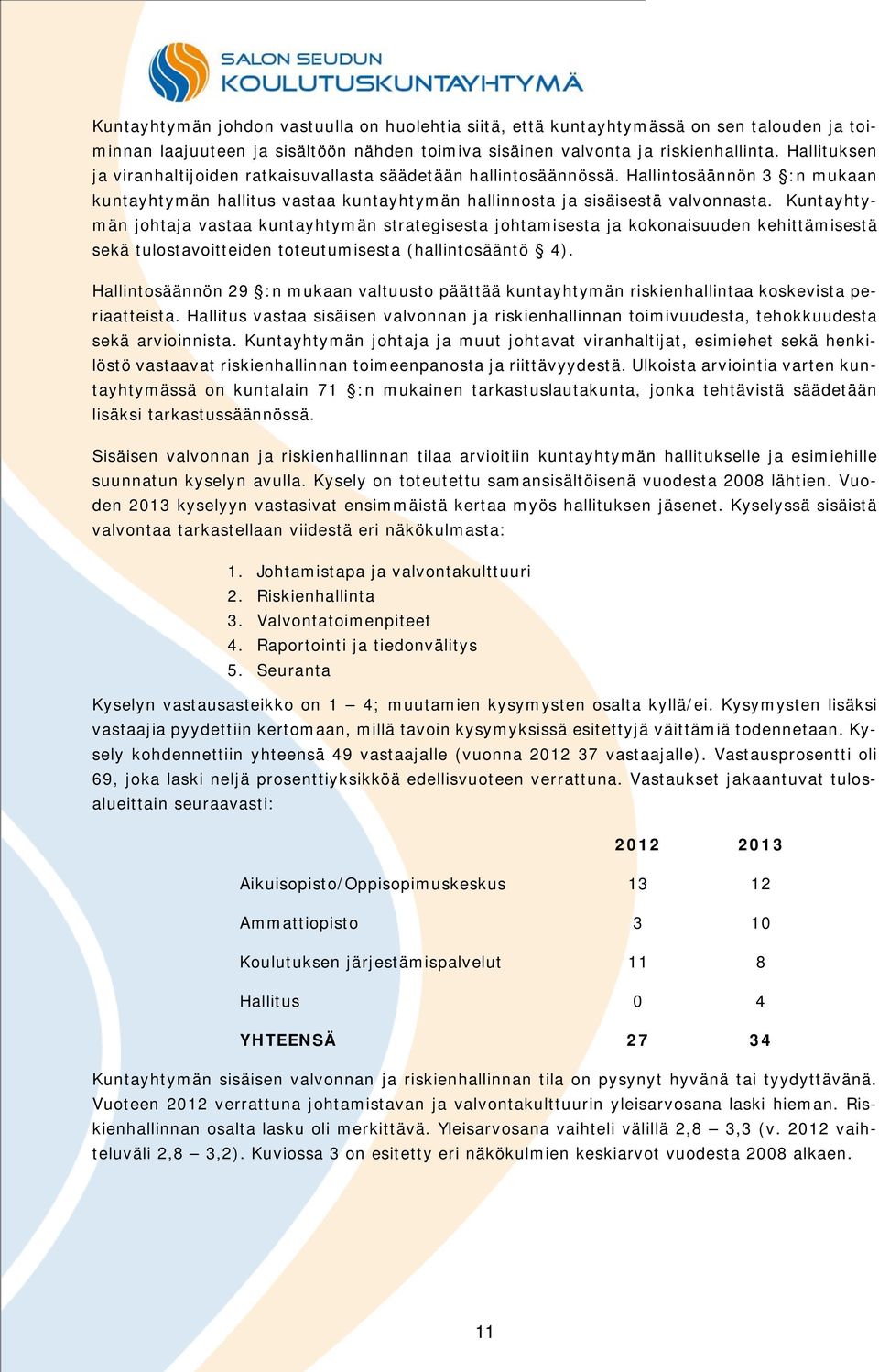 Kuntayhtymän johtaja vastaa kuntayhtymän strategisesta johtamisesta ja kokonaisuuden kehittämisestä sekä tulostavoitteiden toteutumisesta (hallintosääntö 4).