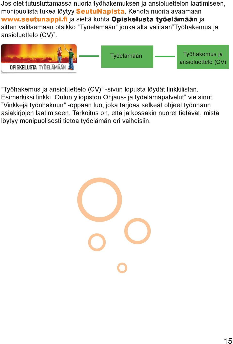 Työelämään Työhakemus ja ansioluettelo (CV) Työhakemus ja ansioluettelo (CV) -sivun lopusta löydät linkkilistan.