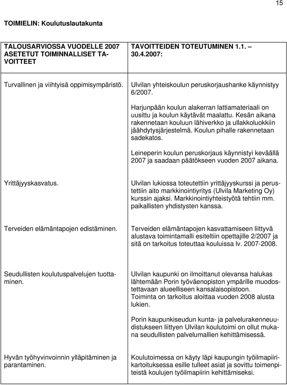 Kesän aikana rakennetaan kouluun lähiverkko ja ullakkoluokkiin jäähdytysjärjestelmä. Koulun pihalle rakennetaan sadekatos.