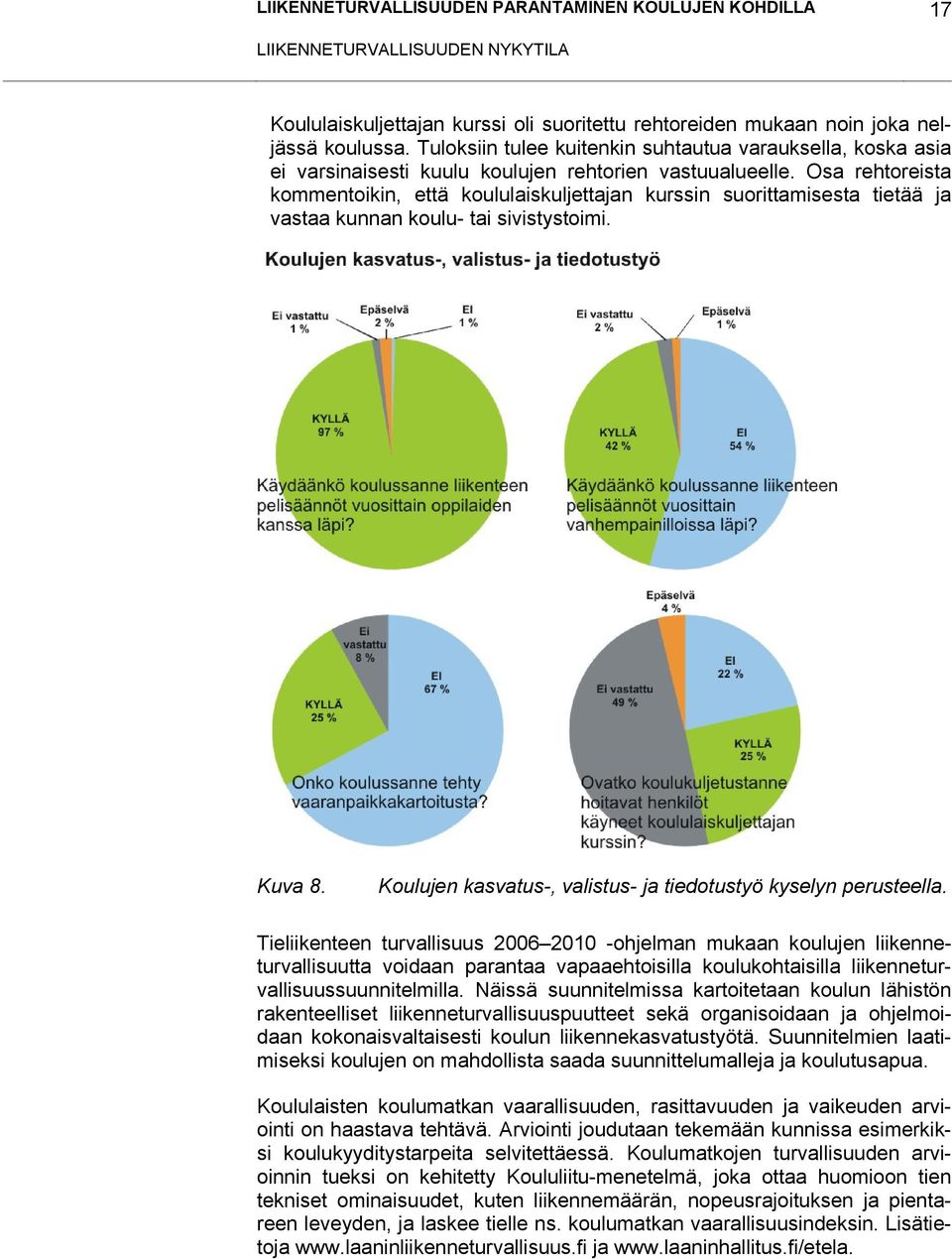 Osa rehtoreista kommentoikin, että koululaiskuljettajan kurssin suorittamisesta tietää ja vastaa kunnan koulu- tai sivistystoimi. Kuva 8.