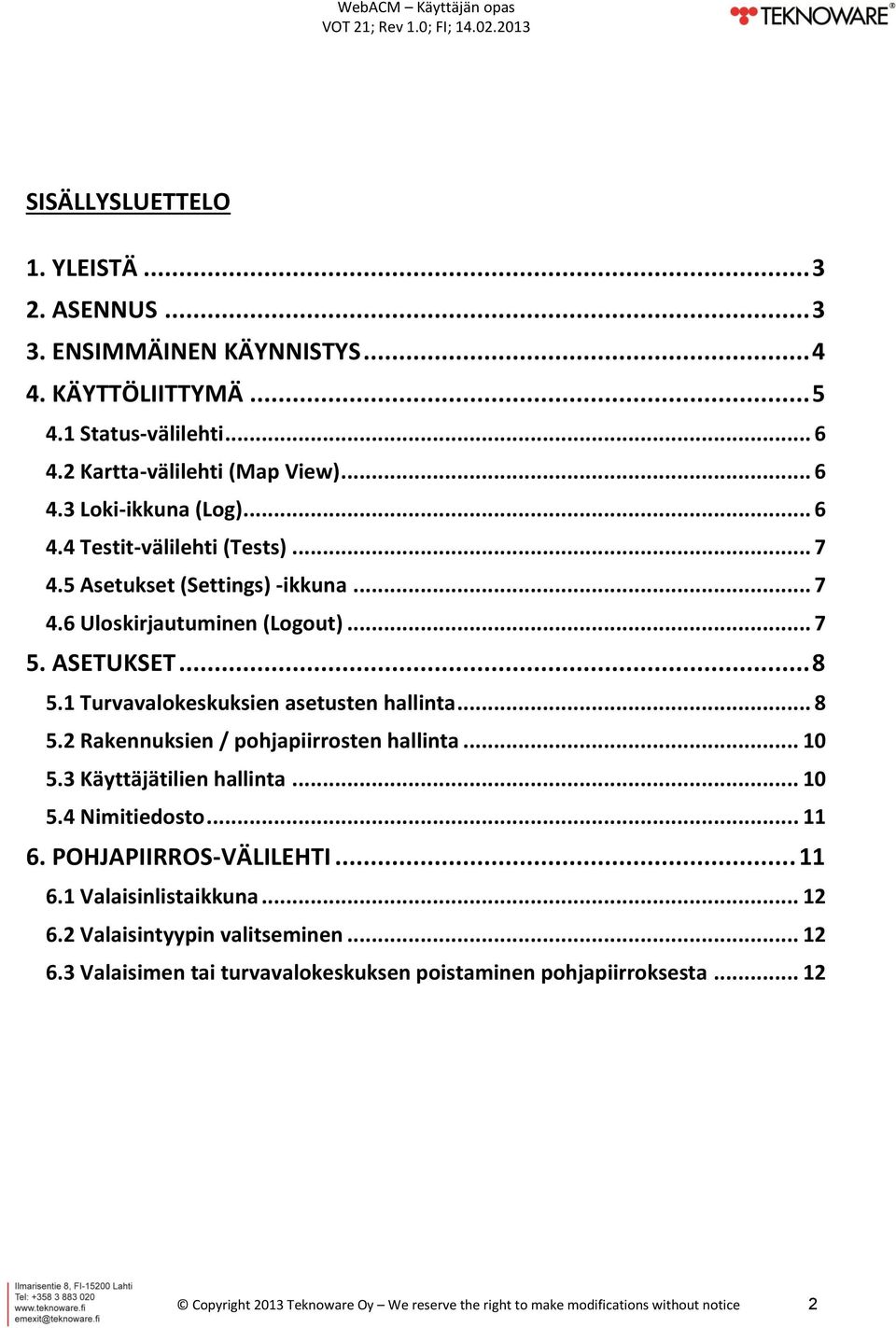 .. 10 5.3 Käyttäjätilien hallinta... 10 5.4 Nimitiedosto... 11 6. POHJAPIIRROS-VÄLILEHTI... 11 6.1 Valaisinlistaikkuna... 12 6.