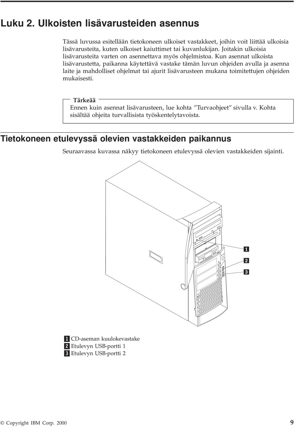 Kun asennat ulkoista lisäarustetta, paikanna käytettää astake tämän luun ohjeiden aulla ja asenna laite ja mahdolliset ohjelmat tai ajurit lisäarusteen mukana toimitettujen ohjeiden mukaisesti.