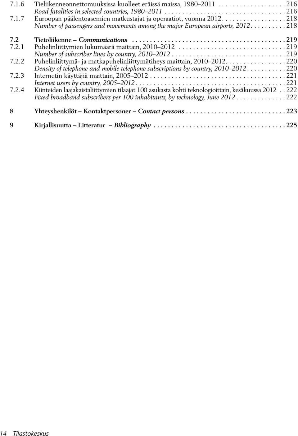 ..219 Number of subscriber lines by country, 2010 2012...219 7.2.2 Puhelinliittymä- ja matkapuhelinliittymätiheys maittain, 2010 2012.