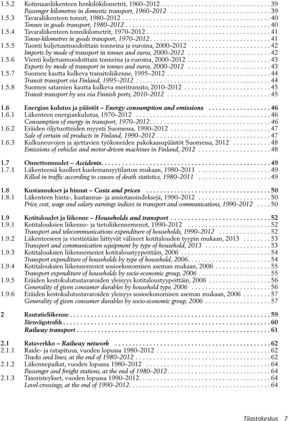 ..42 Imports by mode of transport in tonnes and euros, 2000 2012...42 1.5.6 Vienti kuljetusmuodoittain tonneina ja euroina, 2000 2012...43 Exports by mode of transport in tonnes and euros, 2000 2012.