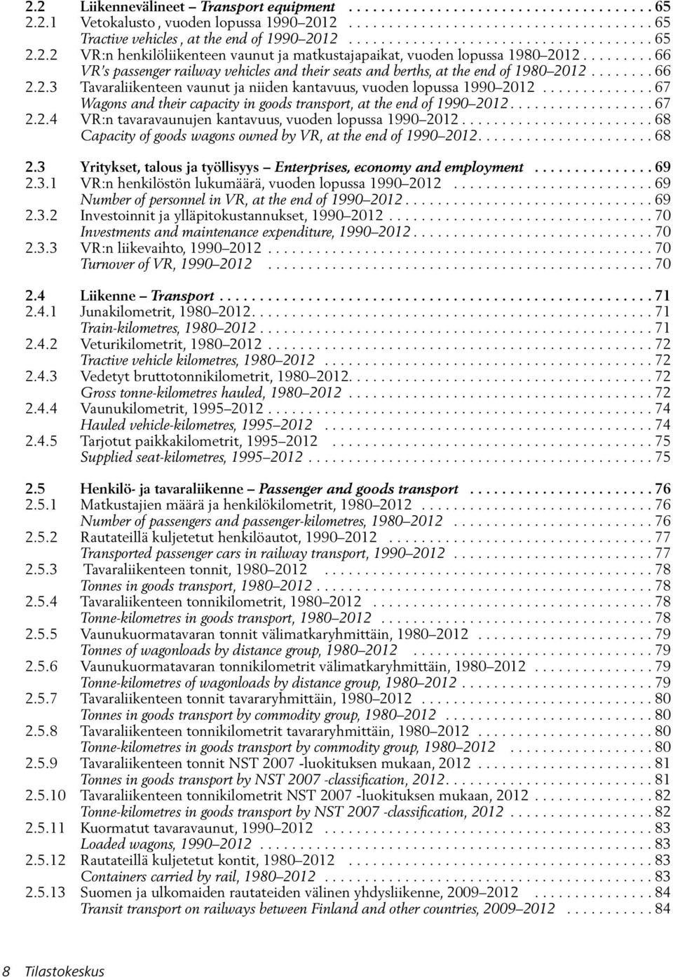 ..67 Wagons and their capacity in goods transport, at the end of 1990 2012...67 2.2.4 VR:n tavaravaunujen kantavuus, vuoden lopussa 1990 2012.