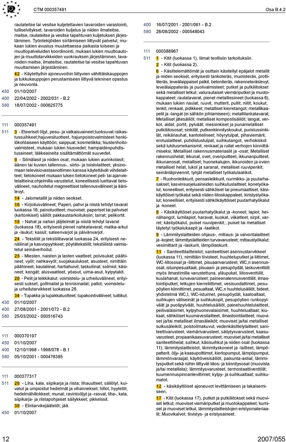 2 511 511 rautateitse tai vesitse kuljetettavien tavaroiden varastointi, tulliselvitykset, tavaroiden kuljetus ja niiden ilmateitse, maitse, rautateitse ja vesitse tapahtuvan kuljetuksen