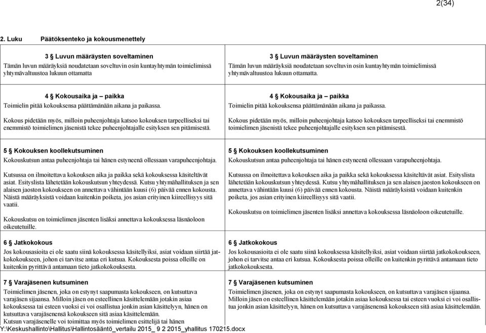 määräysten soveltaminen Tämän luvun määräyksiä noudatetaan soveltuvin osin kuntayhtymän toimielimissä yhtymävaltuustoa lukuun ottamatta.