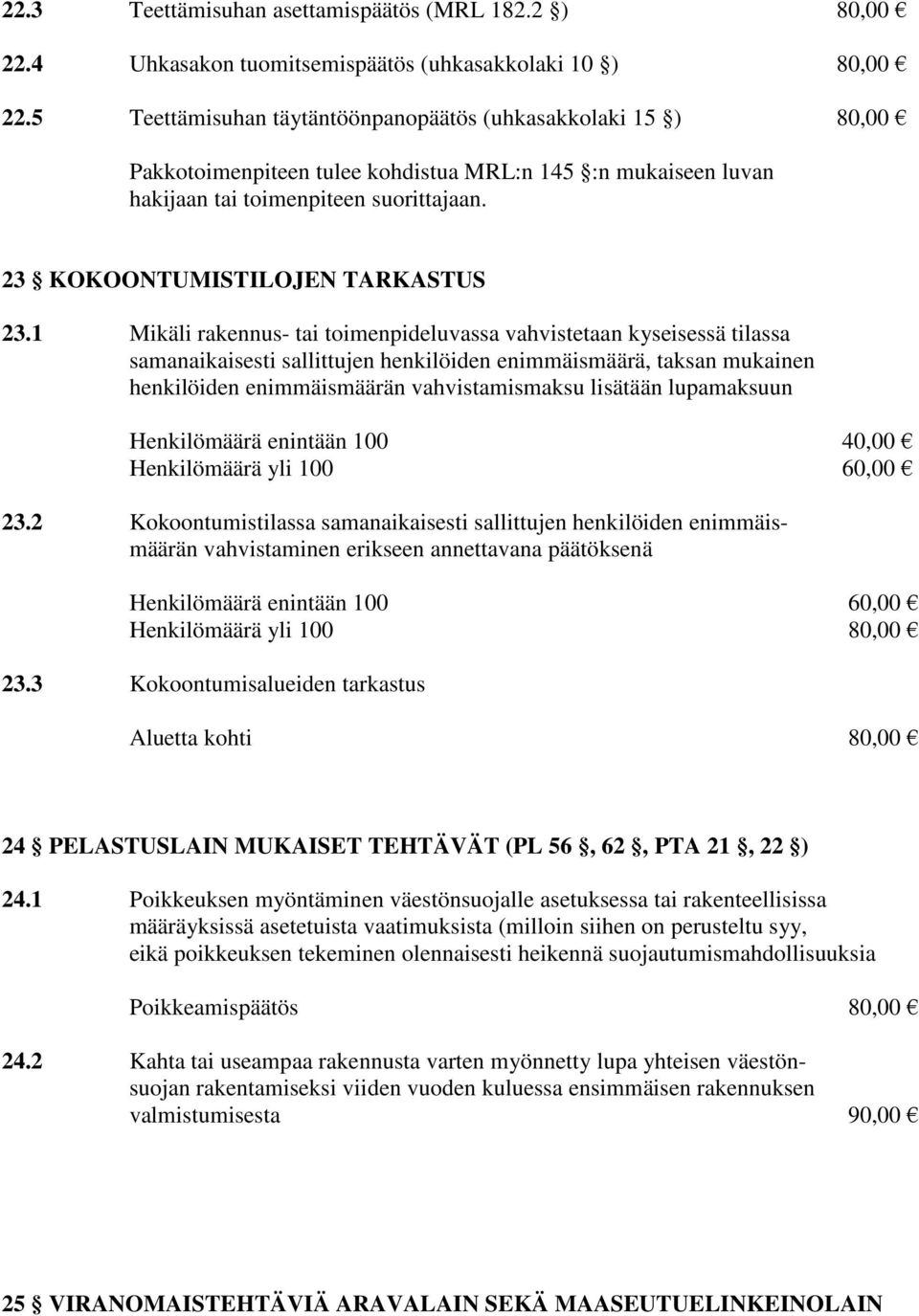 23 KOKOONTUMISTILOJEN TARKASTUS 23.