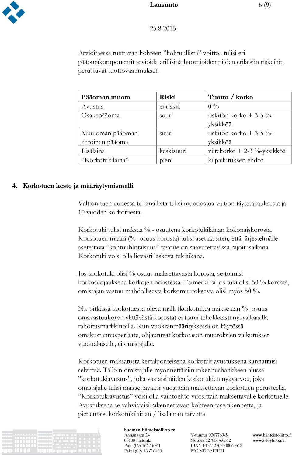 keskisuuri viitekorko + 2-3 %-yksikköä Korkotukilaina pieni kilpailutuksen ehdot 4.