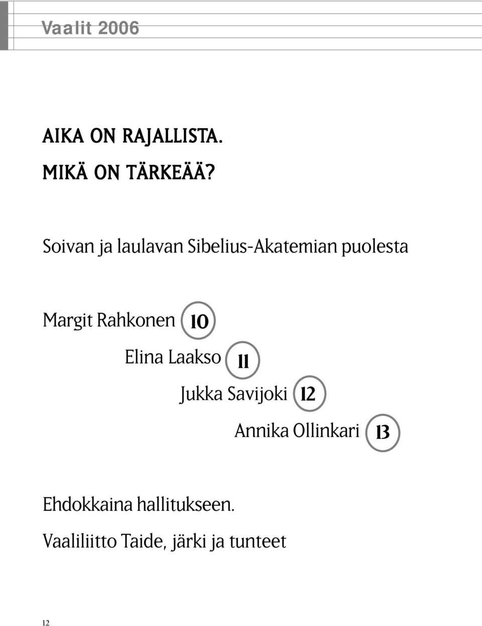 Rahkonen 10 Elina Laakso 11 Jukka Savijoki 12 Annika