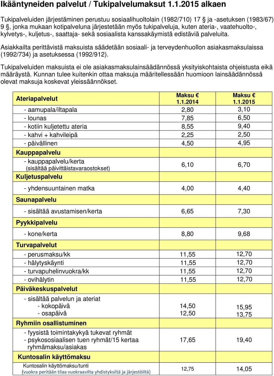 vaatehuolto-, kylvetys-, kuljetus-, saattaja- sekä sosiaalista kanssakäymistä edistäviä palveluita.