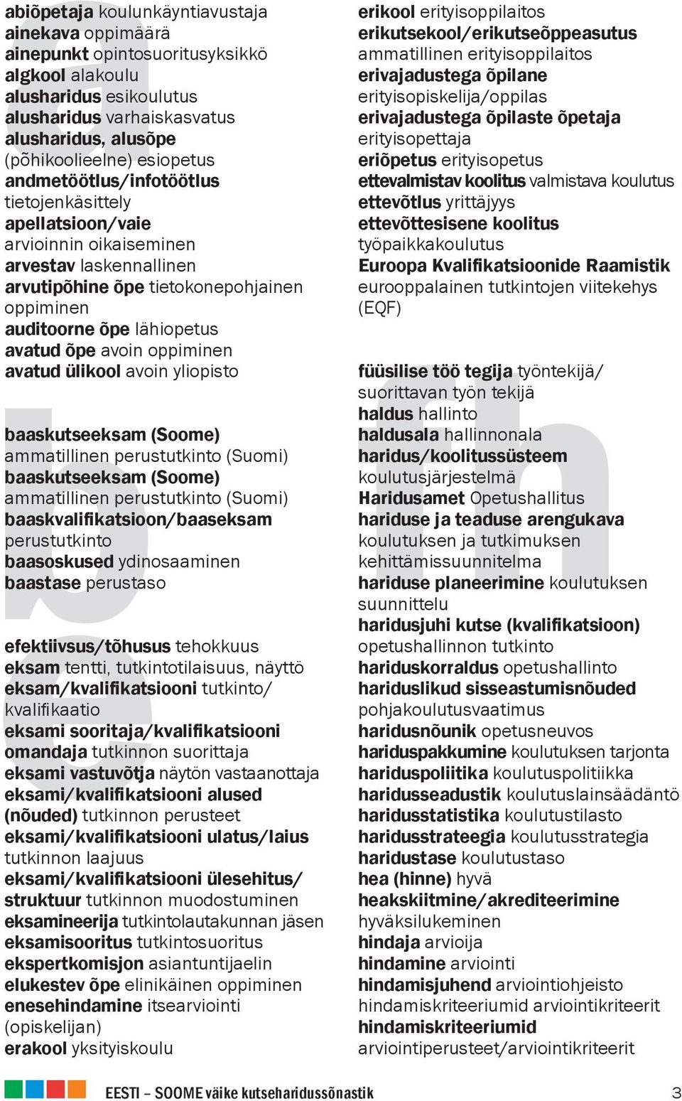 oppiminen avatud ülikool avoin yliopisto b e baaskutseeksam (Soome) ammatillinen perustutkinto (Suomi) baaskutseeksam (Soome) ammatillinen perustutkinto (Suomi) baaskvalifikatsioon/baaseksam