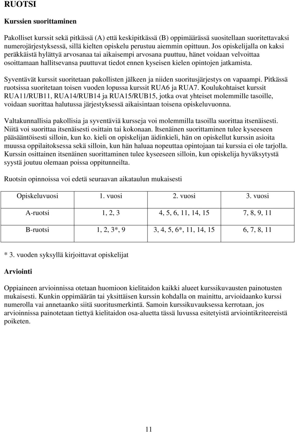 Jos opiskelijalla on kaksi peräkkäistä hylättyä arvosanaa tai aikaisempi arvosana puuttuu, hänet voidaan velvoittaa osoittamaan hallitsevansa puuttuvat tiedot ennen kyseisen kielen opintojen