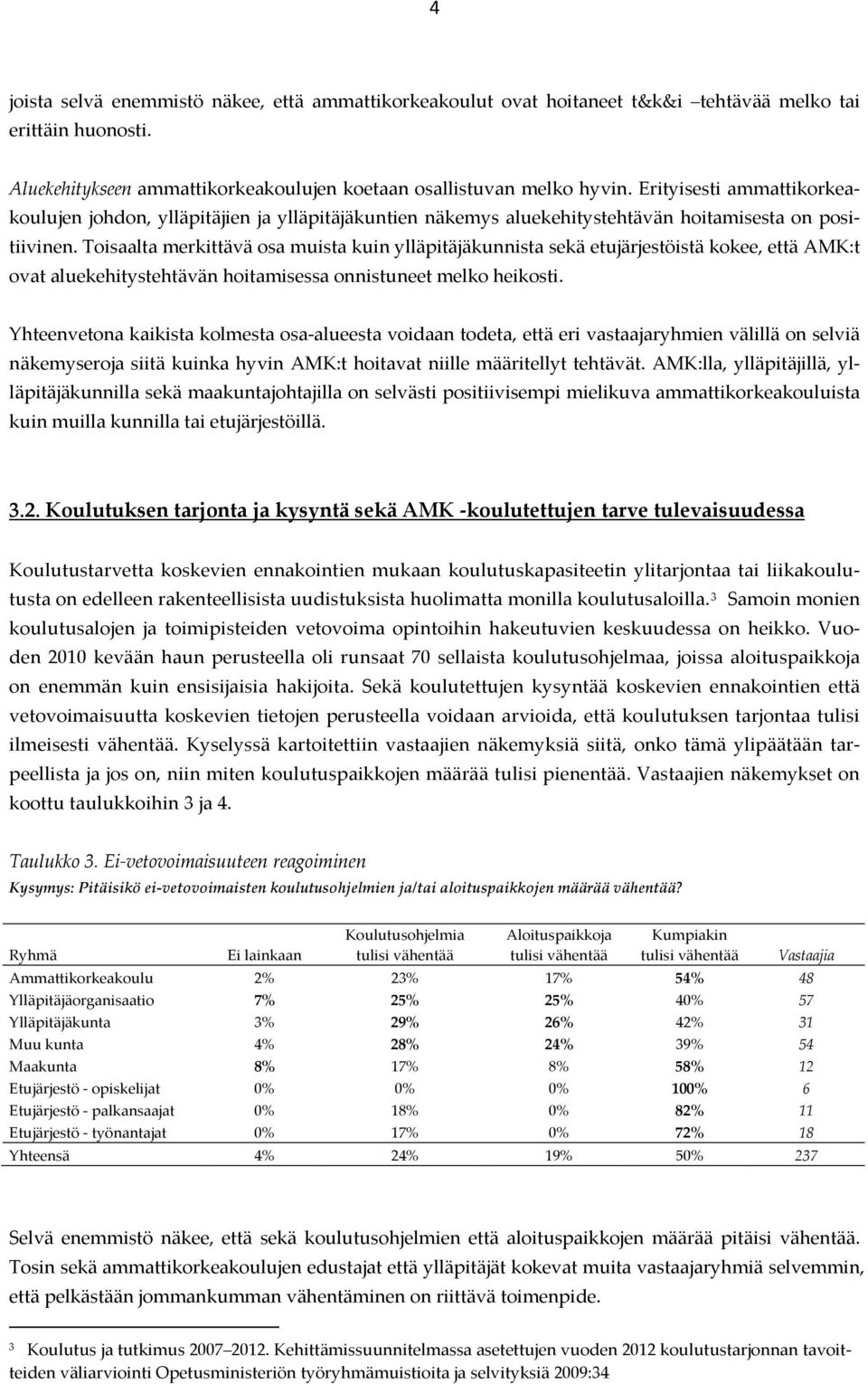 Toisaalta merkittävä osa muista kuin ylläpitäjäkunnista sekä etujärjestöistä kokee, että AMK:t ovat aluekehitystehtävän hoitamisessa onnistuneet melko heikosti.