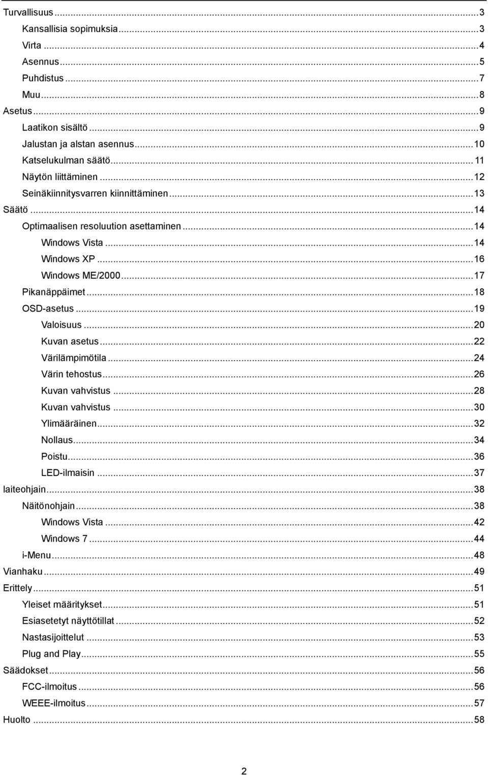 .. 18 OSD-asetus... 19 Valoisuus... 20 Kuvan asetus... 22 Värilämpimötila... 24 Värin tehostus... 26 Kuvan vahvistus... 28 Kuvan vahvistus... 30 Ylimääräinen... 32 Nollaus... 34 Poistu.