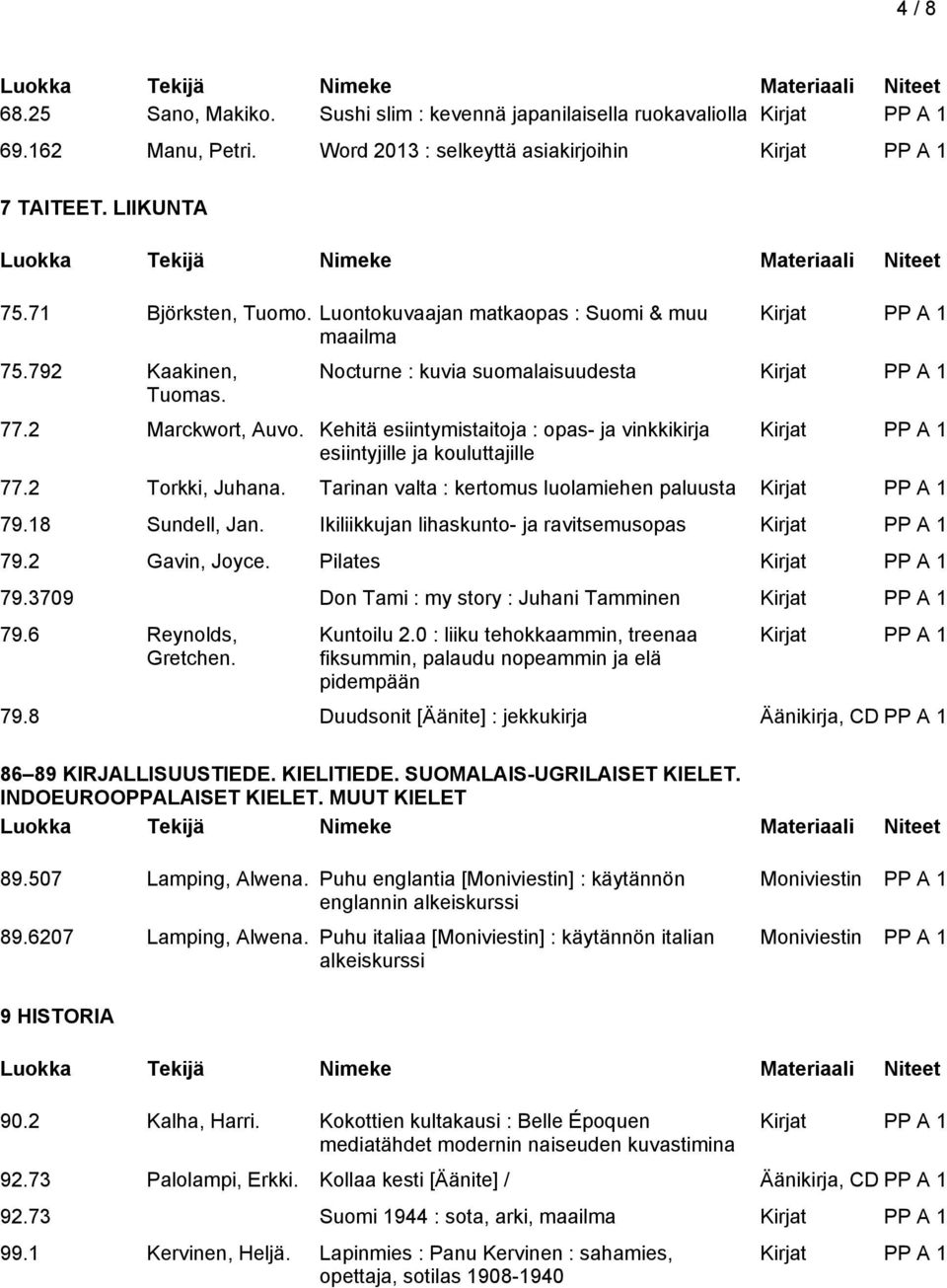 Kehitä esiintymistaitoja : opas- ja vinkkikirja esiintyjille ja kouluttajille 77.2 Torkki, Juhana. Tarinan valta : kertomus luolamiehen paluusta 79.18 Sundell, Jan.