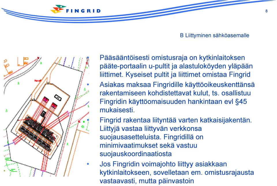 osallistuu Fingridin käyttöomaisuuden hankintaan evl 45 mukaisesti. Fingrid rakentaa liityntää varten katkaisijakentän.