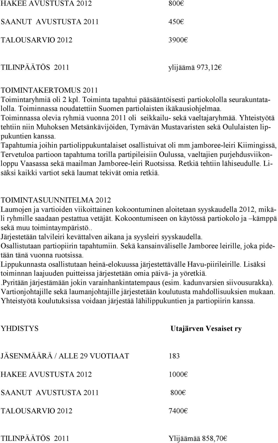 Toiminnassa olevia ryhmiä vuonna 2011 oli seikkailu- sekä vaeltajaryhmää. Yhteistyötä tehtiin niin Muhoksen Metsänkävijöiden, Tyrnävän Mustavaristen sekä Oululaisten lippukuntien kanssa.