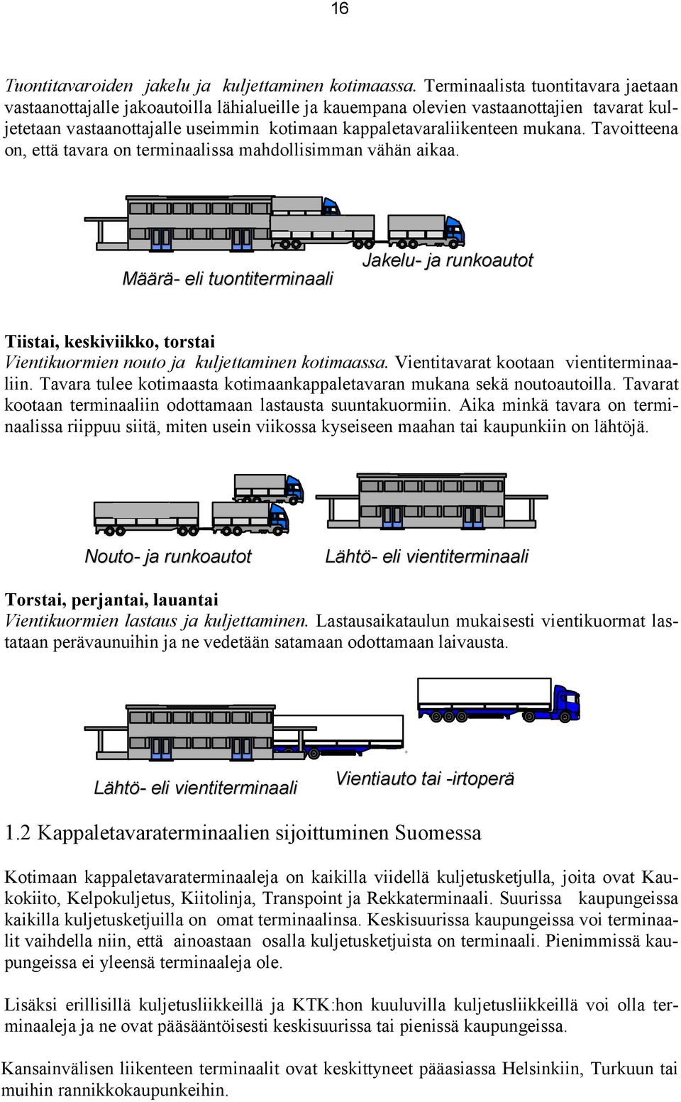 mukana. Tavoitteena on, että tavara on terminaalissa mahdollisimman vähän aikaa.