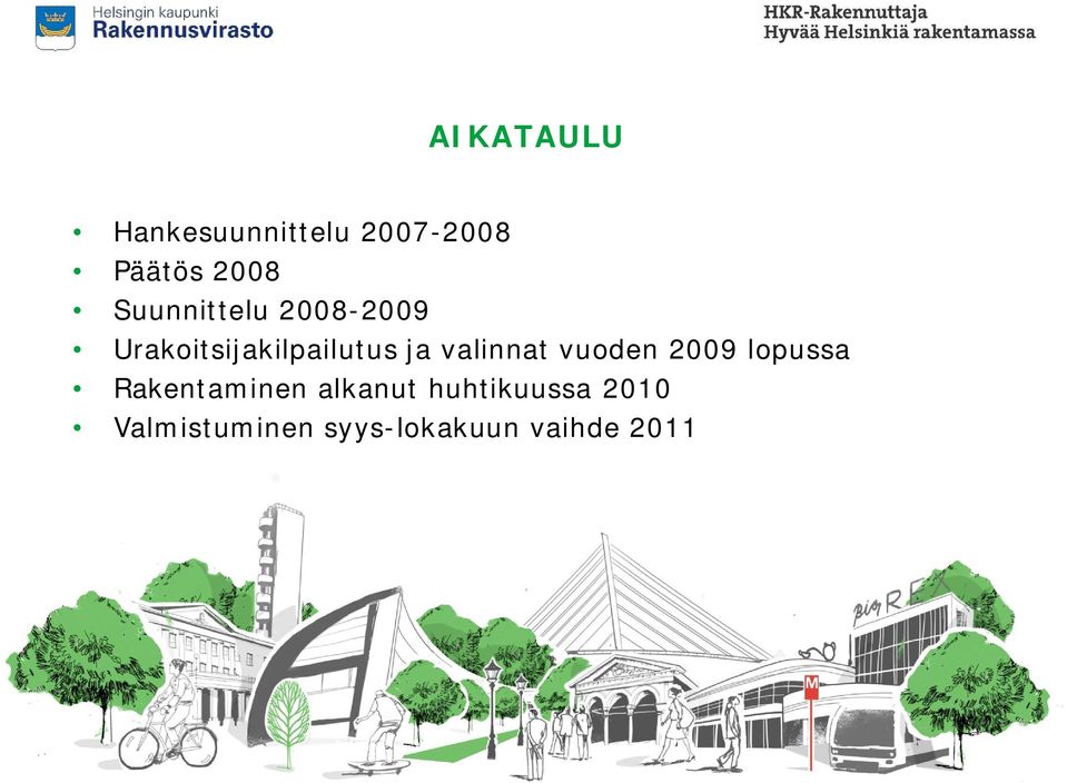 valinnat vuoden 2009 lopussa Rakentaminen alkanut