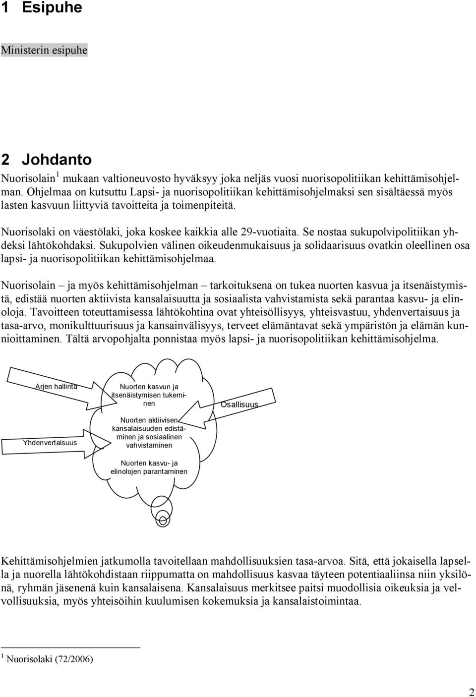 Nuorisolaki on väestölaki, joka koskee kaikkia alle 29-vuotiaita. Se nostaa sukupolvipolitiikan yhdeksi lähtökohdaksi.