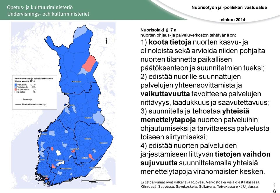 yhteisiä menettelytapoja nuorten palveluihin ohjautumiseksi ja tarvittaessa palvelusta toiseen siirtymiseksi; 4) edistää nuorten palveluiden järjestämiseen liittyvän tietojen vaihdon sujuvuutta
