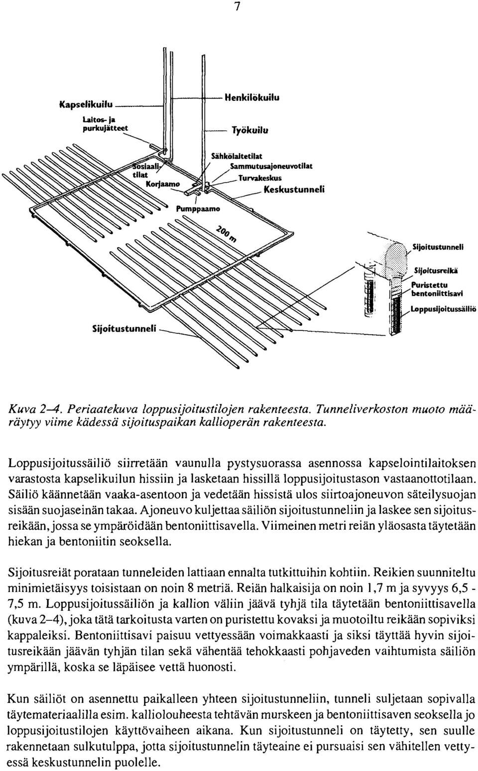 Tunneliverkoston muoto määräytyy viime kädessä sijoituspaikan kallioperän rakenteesta.