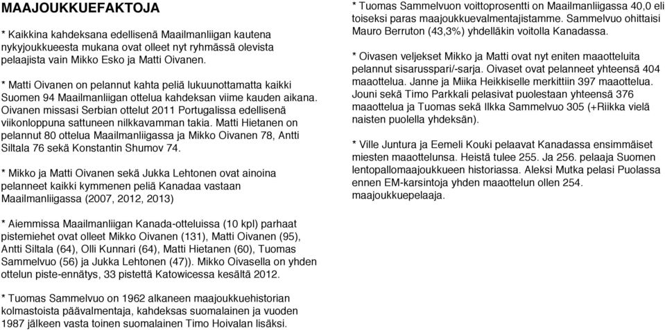 Oivanen missasi Serbian ottelut 2011 Portugalissa edellisenä viikonloppuna sattuneen nilkkavamman takia.