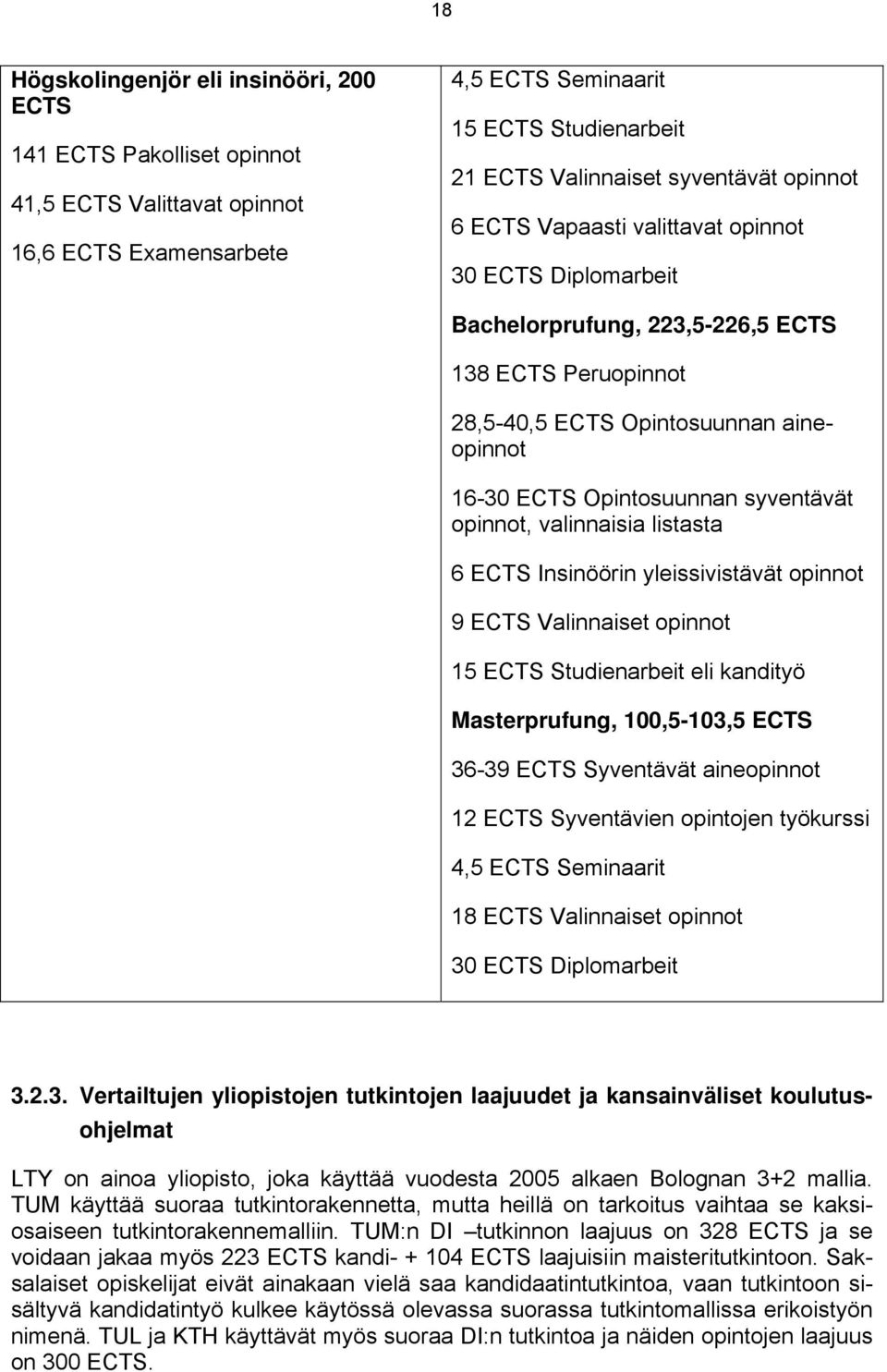 opinnot, valinnaisia listasta 6 ECTS Insinöörin yleissivistävät opinnot 9 ECTS Valinnaiset opinnot 15 ECTS Studienarbeit eli kandityö Masterprufung, 100,5-103,5 ECTS 36-39 ECTS Syventävät aineopinnot