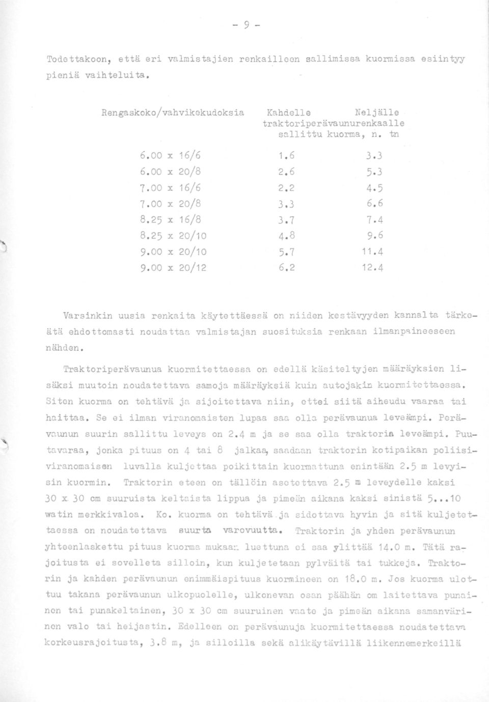 4 Varsinkin uusia renkaita käytettäessä on niiden kestävyyden kannalta tärkeätä ehdottomasti noudattaa valmistajan suosituksia renkaan ilmanp~ineeseen nähden.