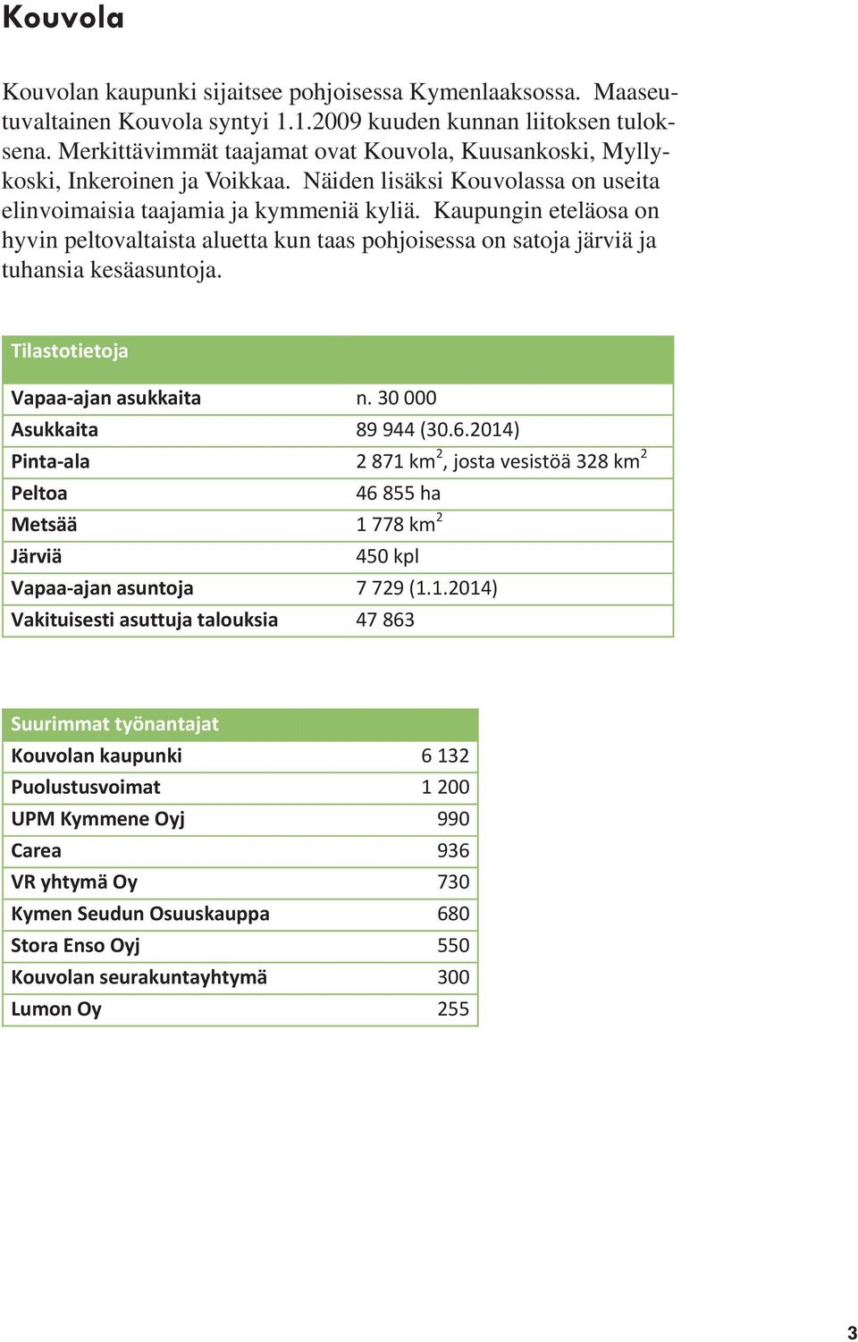 Kaupungin eteläosa on hyvin peltovaltaista aluetta kun taas pohjoisessa on satoja järviä ja tuhansia kesäasuntoja. Tilastotietoja Vapaaajanasukkaita Asukkaita Pintaala Peltoa n.30000 89 944(30.6.