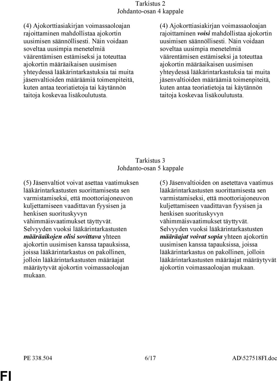 kuten antaa teoriatietoja tai käytännön taitoja koskevaa lisäkoulutusta. (4) Ajokorttiasiakirjan voimassaoloajan rajoittaminen voisi mahdollistaa ajokortin uusimisen säännöllisesti.