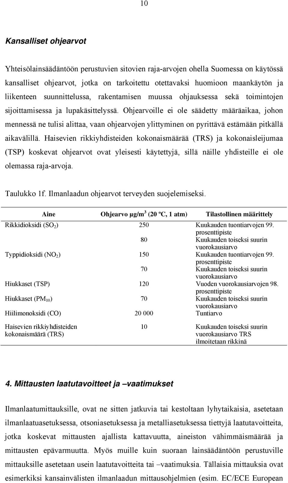 Ohjearvoille ei ole säädetty määräaikaa, johon mennessä ne tulisi alittaa, vaan ohjearvojen ylittyminen on pyrittävä estämään pitkällä aikavälillä.