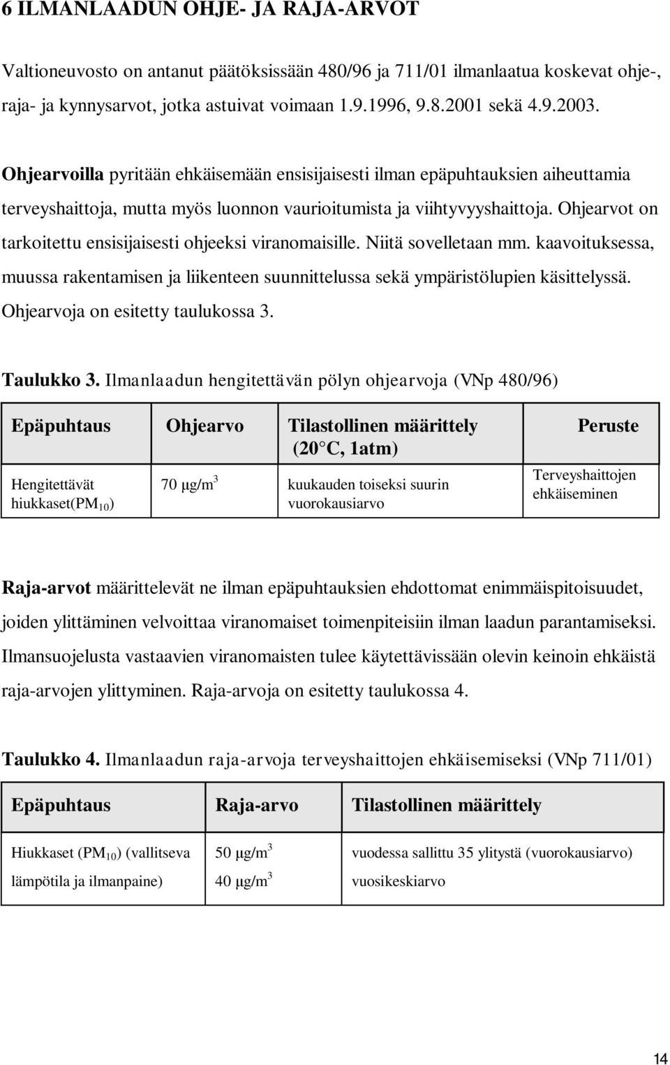 Ohjearvot on tarkoitettu ensisijaisesti ohjeeksi viranomaisille. Niitä sovelletaan mm. kaavoituksessa, muussa rakentamisen ja liikenteen suunnittelussa sekä ympäristölupien käsittelyssä.