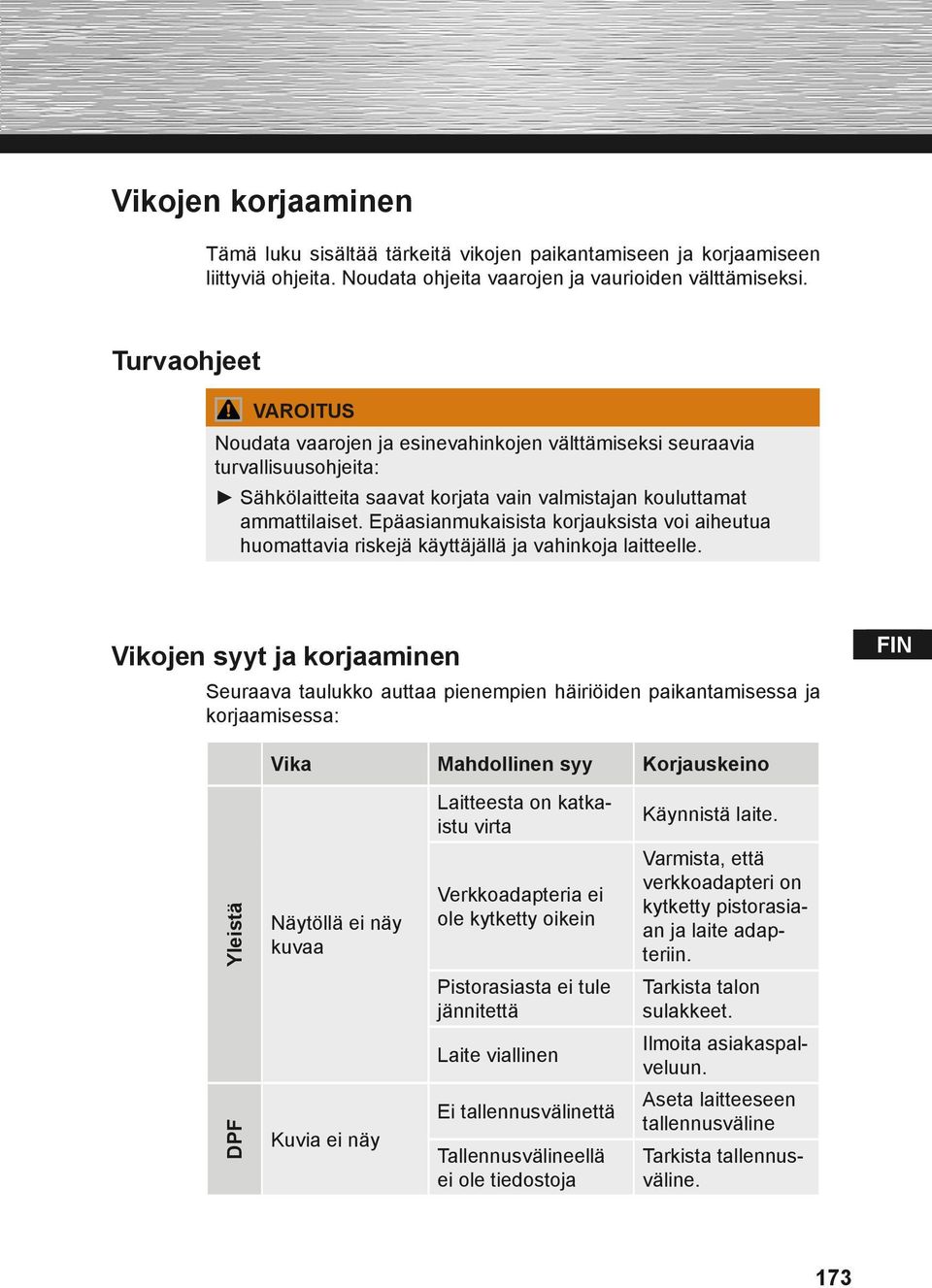 Epäasianmukaisista korjauksista voi aiheutua huomattavia riskejä käyttäjällä ja vahinkoja laitteelle.