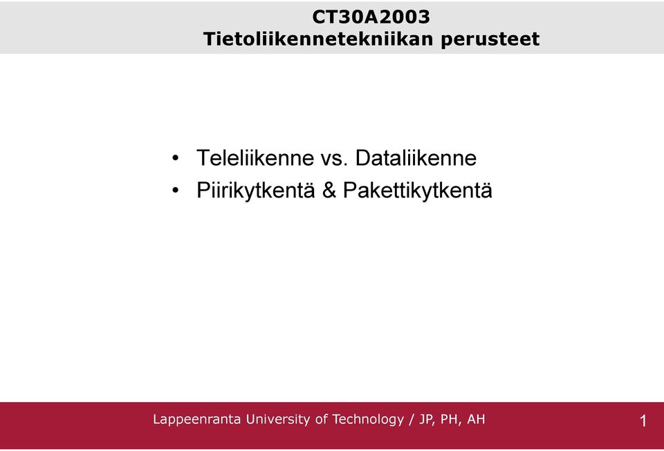 Dataliikenne Piirikytkentä &