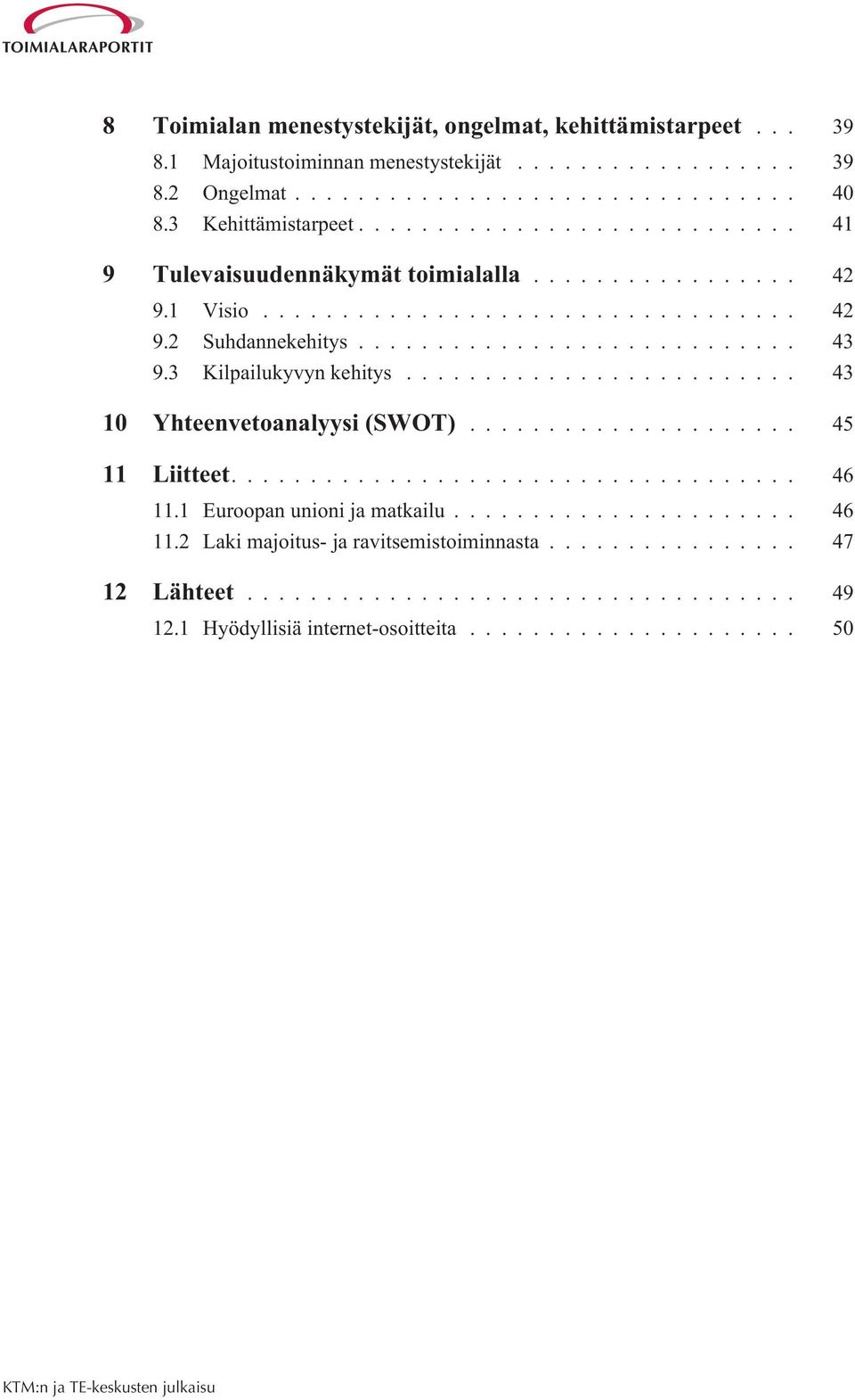 3 Kilpailukyvyn kehitys... 43 10 Yhteenvetoanalyysi (SWOT)... 45 11 Liitteet.... 46 11.1 Euroopan unioni ja matkailu.