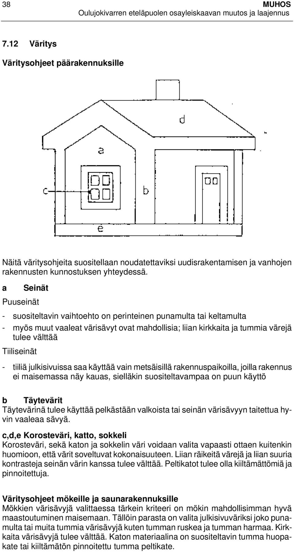 tiiliä julkisivuissa saa käyttää vain metsäisillä rakennuspaikoilla, joilla rakennus ei maisemassa näy kauas, sielläkin suositeltavampaa on puun käyttö b Täytevärit Täytevärinä tulee käyttää