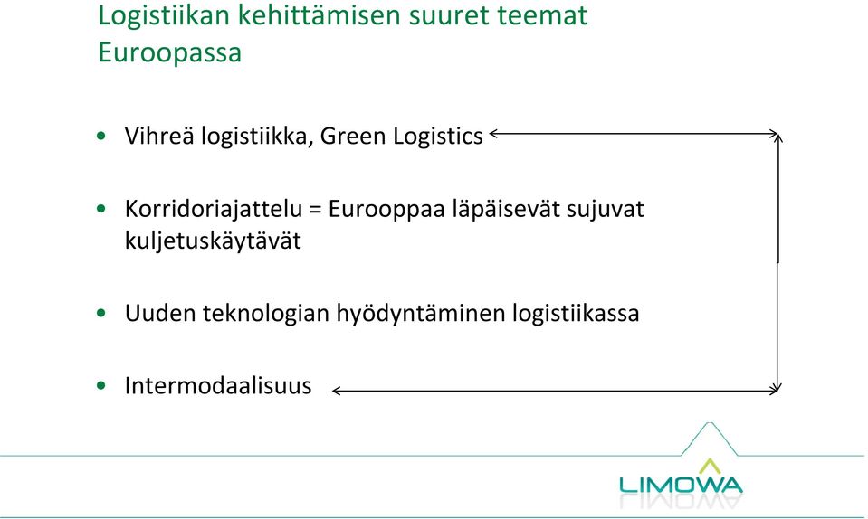 Korridoriajattelu= Eurooppaa läpäisevät sujuvat