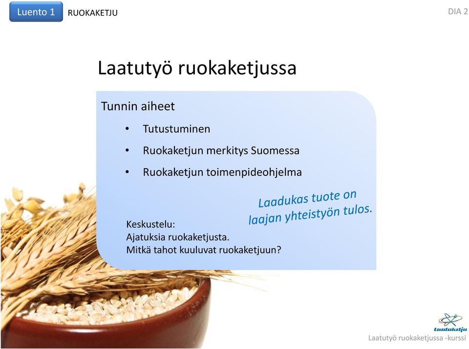 Suomessa Ruokaketjun toimenpideohjelma Keskustelu: