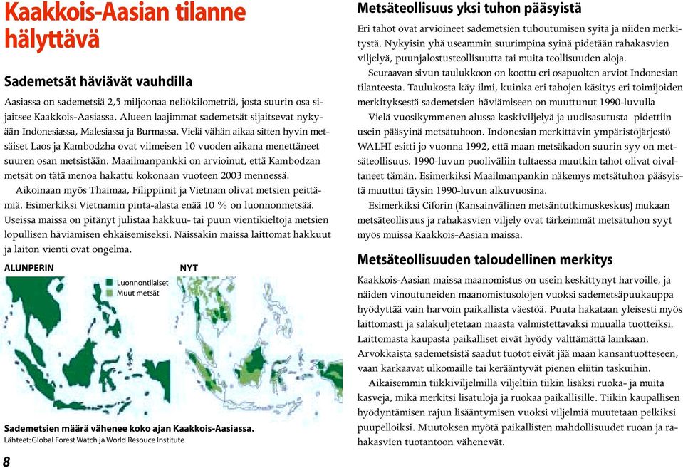 Vielä vähän aikaa sitten hyvin metsäiset Laos ja Kambodzha ovat viimeisen 10 vuoden aikana menettäneet suuren osan metsistään.