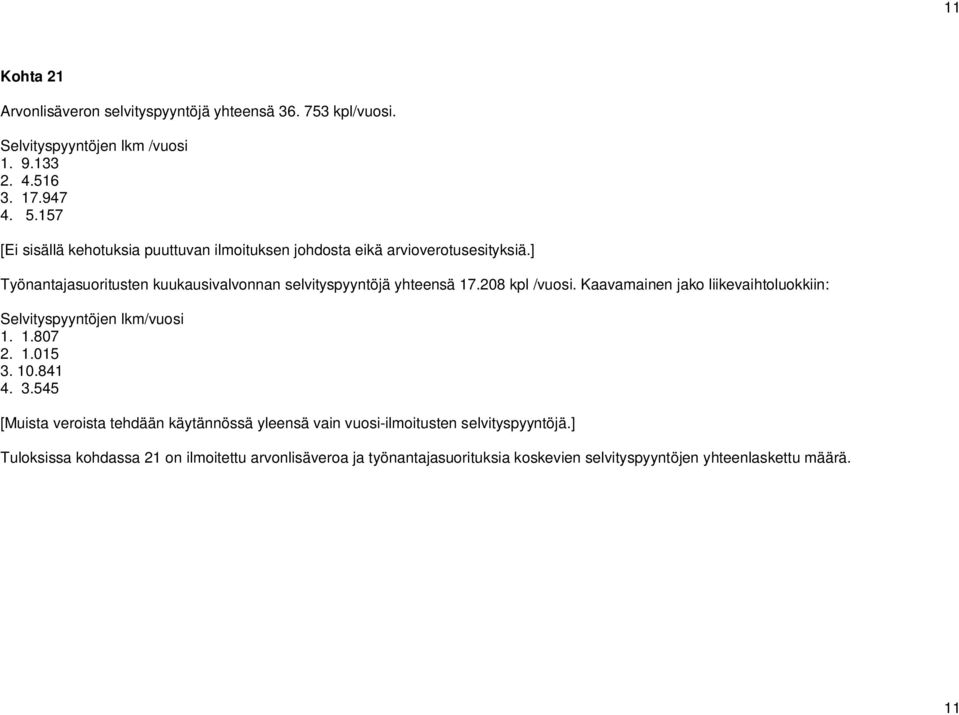 208 kpl /vuosi. Kaavamainen jako liikevaihtoluokkiin: Selvityspyyntöjen lkm/vuosi 1. 1.807 2. 1.015 3.