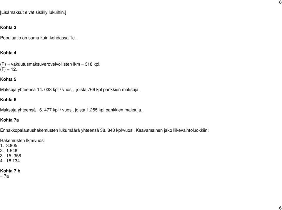 033 kpl / vuosi, joista 769 kpl pankkien maksuja. Kohta 6 Maksuja yhteensä 6. 477 kpl / vuosi, joista 1.